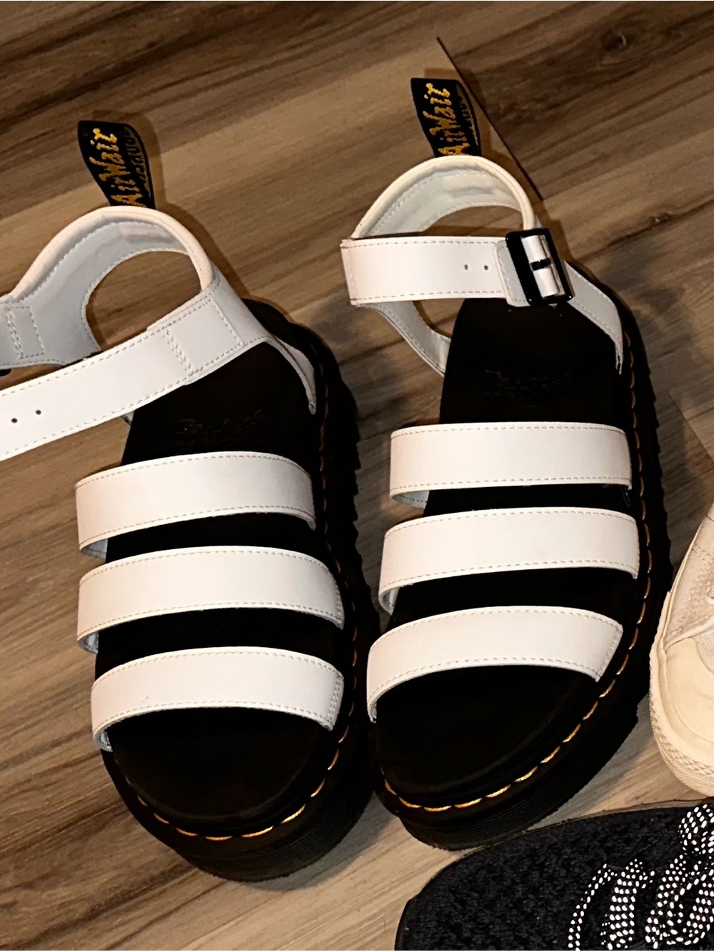 Dr. Martens White Multi-Strap Leather Sandals